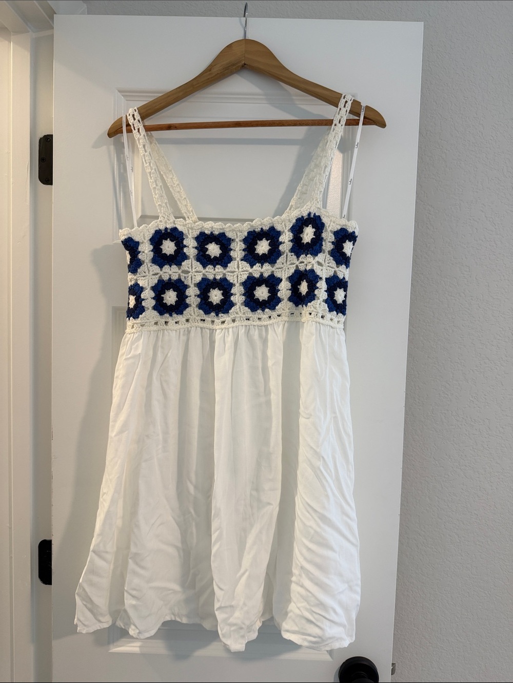 Crochet Sundress with Navy Accents